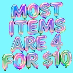 Most items are 4 for $10
